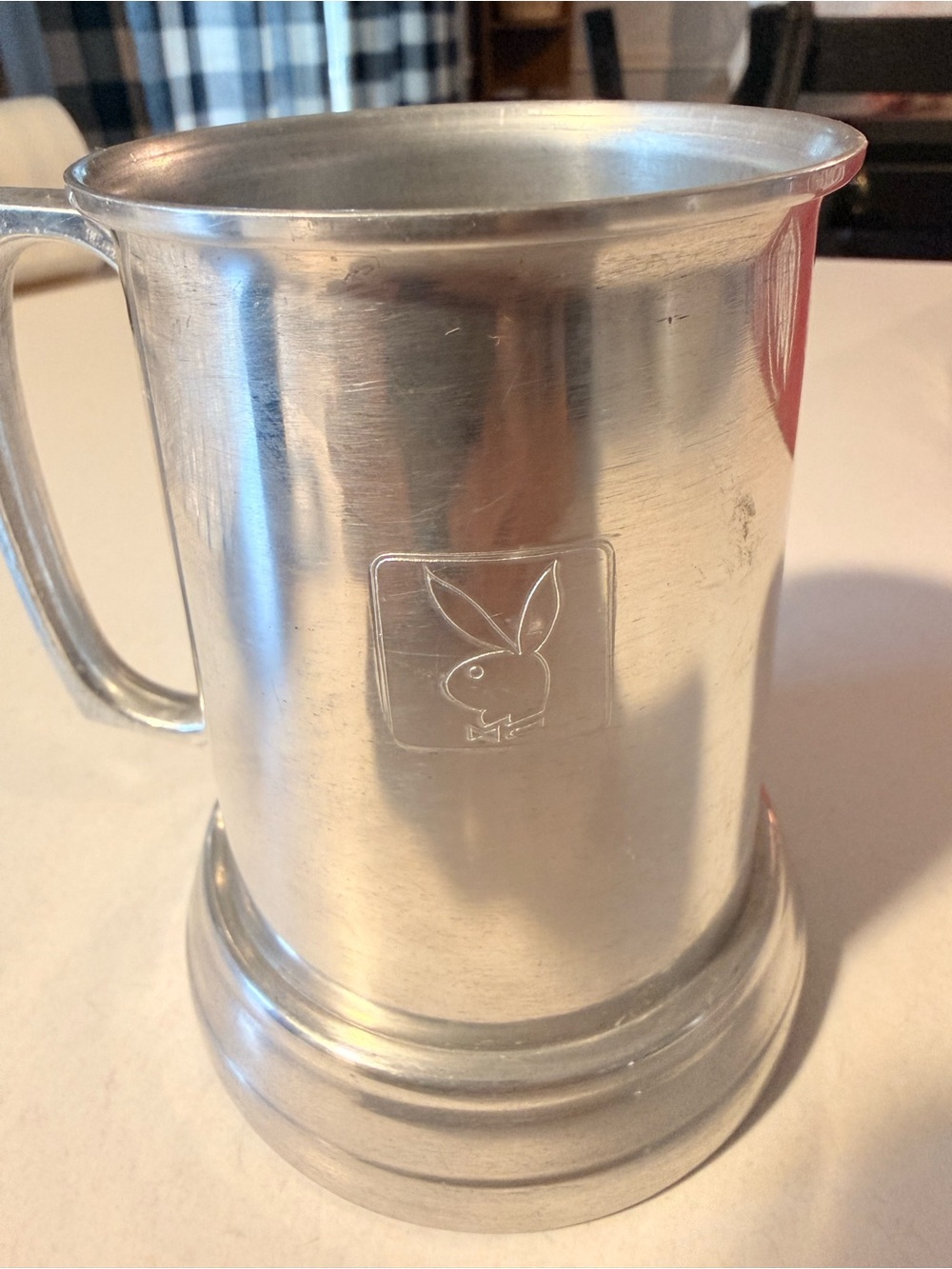 PLAYBOY Silver Metallic Logo Pewter-Style Tankard